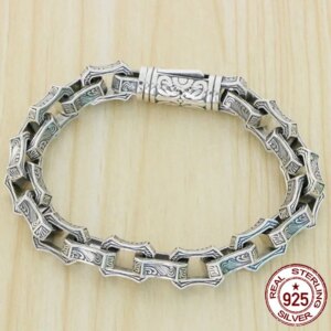 S925 sterling silver bracelet with stylish temperament Personalized retro pattern wrapping Advanced niche design handicrafts