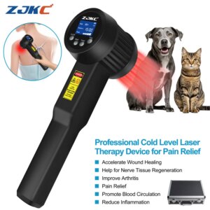 ZJKC 8W Class 4 Laser Cold Laser Therapy for Chronic Acute Pain Relief Clinic Home Red Infrared Light Phototherapy 650nm 808nm