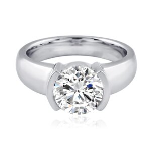 Provence 10K/14K/18K Moissanite Promise Rings for Women 1.5 CT Round Cut D Color VVS1 Brilliant Cut  Solitaire Anniversary Rings