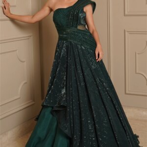 Charming One Shoulder Sleeve A-Line Evening Gown 2024 Shiny Black Sequin Dress Classic Floor-length Gowns Vestidos De Novia