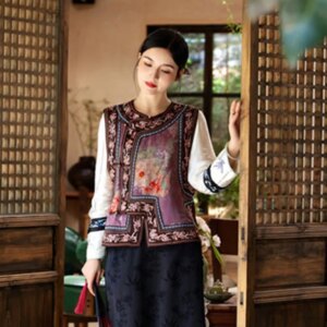 New Chinese style embroidery national one line disc fashion vest top