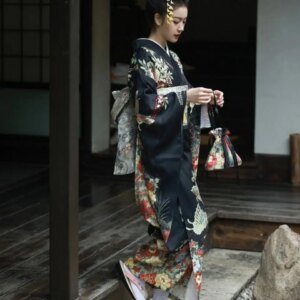 Kimono Women’s Formal Dress Traditional Retro Vibration Sleeve Japanese Clothing Exterior Scence Girlish Photography Halloween