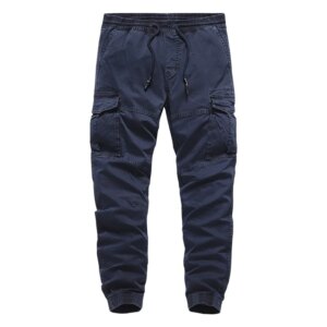 Popular Custom Logo Multi Pockets Mens High Quality Black Cotton Casual Full Length Men’s Cargo Pants