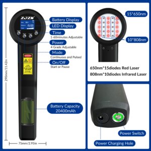 ZJZK Cold Laser Therapy Machine Low Light Laser Cold Laser Therapy For Muscle Repair 650nm 808nm Carpal Tunnel Syndrome (Cts)