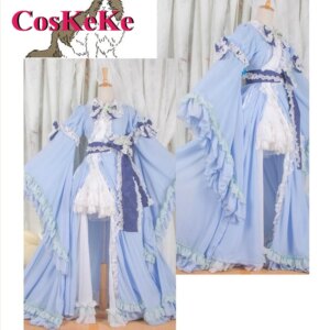 CosKeKe Saigyouji Yuyuko Cosplay Anime Game Touhou Project Costume Gorgeous Sweet Formal Dress Women Party Role Play Clothing