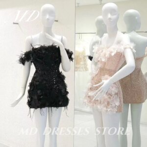 MD Mini Short A-line Evening Gown Off The Shoulder Appliques Above Knee Sleeveless Cocktail Dress vestidos de festa Customized
