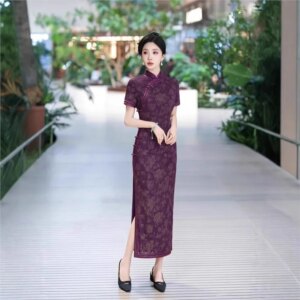 Cheongsam new Chinese female sense of daily national style dress temperament long