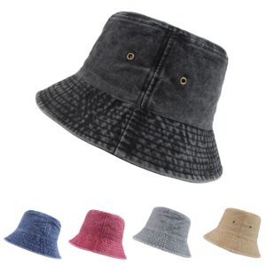 Denim Bucket Hat Washed Men and Women Japanese Trendy Spring and Autumn Outdoor Travel Sun Protection Sun Hat Spray Bucket Hat