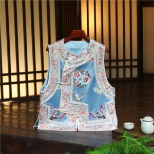 Acetic acid fabric heavy embroidery new Chinese style fashion with Qing Gong waistcoat