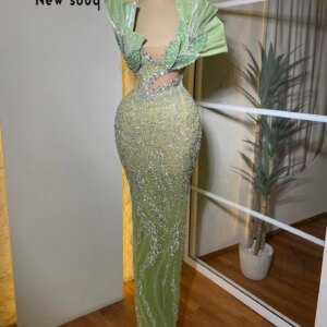 Customized Green Luxury Evening Dresses 2025 Beaded Crystals Wedding Party Gowns Engagement Dress Vestidos De Coctel Prom Dress