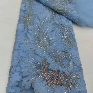 2025 Luxury Elegant Handmade Embroidery Sequins Beaded Lace High Quality African Sequins Lace Fabric for Wedding Sewing