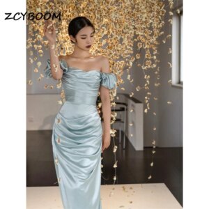 Customized Elegant Satin Off The Shoulder Formal Dress Strapless A-Line 2025 Evening Dresses Sleeveless Party Dresses Prom Dress