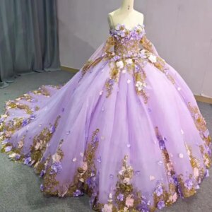 Customized Luxury Sweetheart Quinceanera Dress for Girl Detachable Sleeves Flower 3D Appliques Robe Princess Bleu