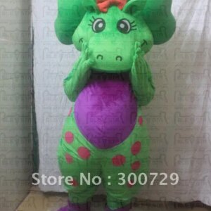 New Adult Hot Sale Foam Cute Doll Green Barney Cartoon Mascot Costume Plush Christmas Fancy Dress Halloween Mascot Costume