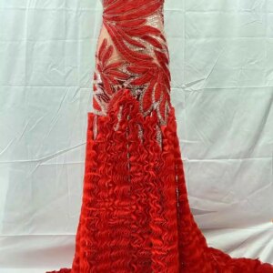 Latest Hot Sale Fashion Africa Lace Fabric High Quality Handmade Embroidery Lace With Beads Sequins Party For Wedding Dress