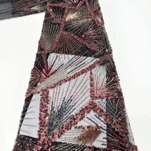 African Sequins Lace Fabric 2025 High Quality Embroidery Beaded Nigerian French Heavy Lace Material For Wedding Material