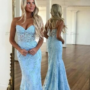 Formal Evening Dresses Classic Formal Strapless Sleeveless Mermaid Floor Length High Quality Fit Banquet Celebrity Wedding Gown
