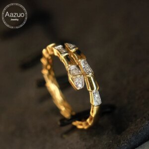 Aazuo 18K Yellow Gold Real Diamonds Luxury Jewerly Set Snake Ring Gifted For Women Engagement Halo anillos mujer Party