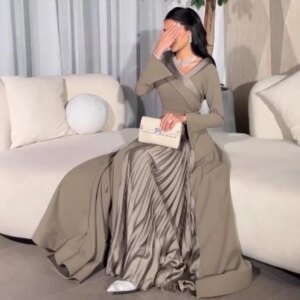 Customized Prom Jersey Draped Graduation A-line V-neck Bespoke Occasion Gown Long es Saudi Arabia Evening