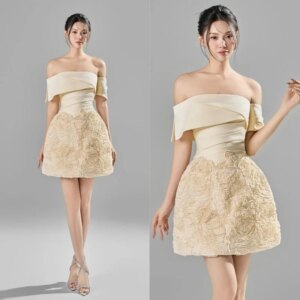 Little Daisy Customizedss Pleat Formal Evening A-line Off-the-shoulder Bespoke Occasion  Knee Length