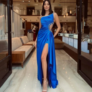 Dazzling And Sexy One Shoulder Side Slit Ball Dress Mermaid Evening Dress Floor Mopping Party Evening Dress  Customized