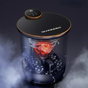 Automatic Constant Temperature Over Knee Massage Footbath Machine Dark Blue Wood Grain Heated Foot Baths Freshwater Bucket Foot