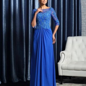Royal Blue Mother Of The Bride Dresses A-line Half Sleeves Appliques Plus Size Long Groom Mother Dresses For Wedding Customized