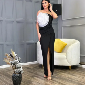 Customized Sexy Sizes Available Pleat Handmade Flower Sheath Strapless Long Dresses Bespoke Occasion Dresses Matching Classic