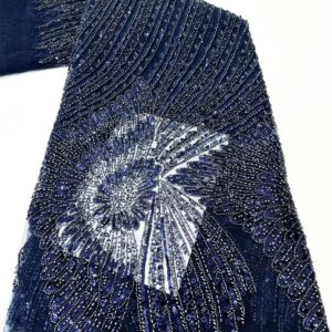 New 5 Yards Fabrics African Embroidered Fabrics Luxury Beaded Fabric French Lace Fabrics Quality Brides Wedding Dresses N W429-1