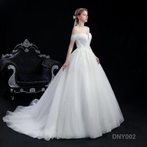 Temperament Simple Corsage Edge Beaded Luxury Style Bead Off Shoulder Wedding Gowns Bridal Dress