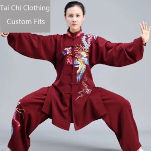 Purplish Red Tai Ji Suit Spring and Autumn Exercise Clothing Male Female New Soft