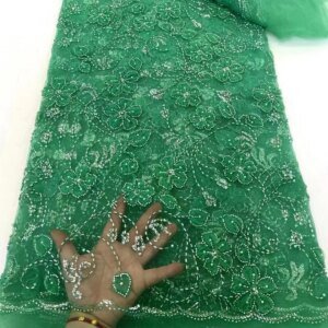 European American tube bead sequined embroidered cloth fresh dress wedding clothes children’s clothing lace cloth sew by 5 yards