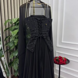 Customized Evening Dress Classic Jersey Strapless Sleeveless Prom Gowns Exquisite Crystal Sweep Train Shawl Party Dresses