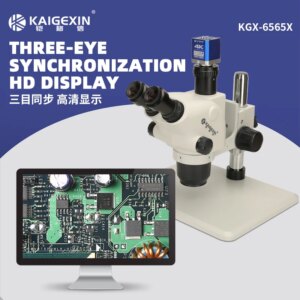 KGX-6565X Trinocular Continuous Zoom Stereo Microscope WF10X/23mm Eyepiece Suitable for Mobile Phone PCB Welding Microscope Tool