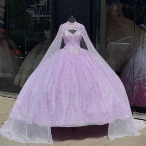 2025 Purple Crystal Quinceanera Dress Ball Gown Off The Shoulder Appliques Lace Pageant Birthday Party With Wrap Sweet 15