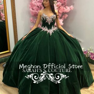 Dark Green Sweetheart Quinceanera Dresses Ball Gown Bead Appliques 2025 Birthday Luxury Dress Tassel Graduation Gown Customized