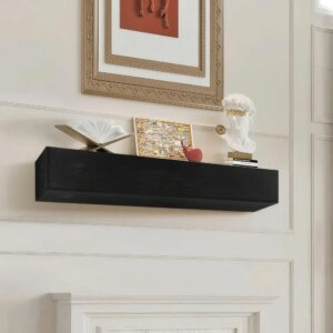 Wood Fire Mantel Floating Shelf Rustic 48 Inches Espresso