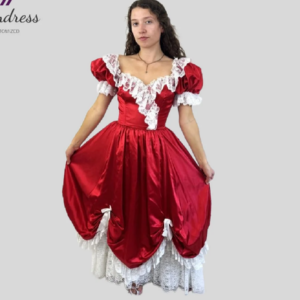 Victorian-Inspired Red Prom Dress Short Sleeve Civil War South Belle Renaissance Evening Dress Pleat 80s Formal Party Customized