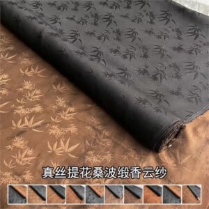 Black face full silk jacquard sambo satin brocade fabric vintage embossed cloth