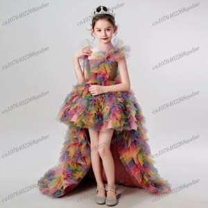 New Beautiful Color Princess Special Occasion Flower Girl Dress Wedding Pary Prom Perform Birthday Baby Child Kid Ball Gown