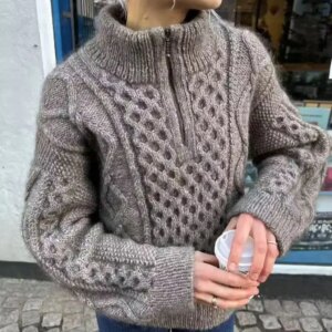 Solid color Fried Dough Twists pullover hand knitted sweater loose lazy comfortable mohair sweater ladies spring and autumn new