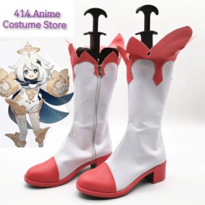 Genshin Impact Paimon Cosplay Shoes Paimon High Heel Cosplay Genshin Impact Shoes PU Leather Boots Women Halloween Props