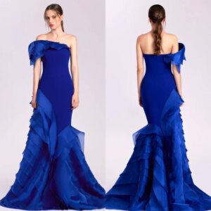 Customized Modern Style Fashion Jersey Pleat Ruched Mermaid One-shoulder Long Dresses Bespoke Occasion Dresses Classic Elegant