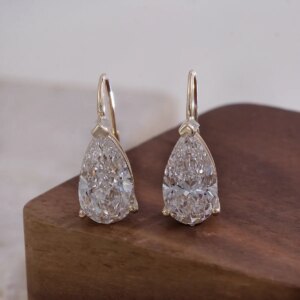 Provence fine jewelry real 14K/18K gold hook earrings 3.5CT pear lab diamond drop earrings classic wedding party birthday gift
