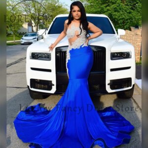Sexy Crystal Cut-Out Prom Dresses 2025 Satin Mermaid Evening Party Gowns Customized Rhinestone Sleeveless robes de soirée