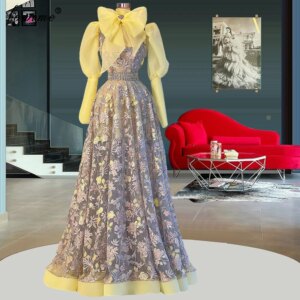 Long Sleeves Floral Celebrity Dresses 2022 Coutures Gowns Red Carpet Runway Dresses New Fashion Photography Gowns Evening Dress