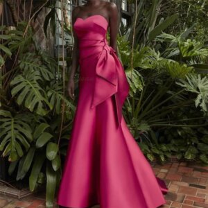Exquisite Women Formal Evening Party Dresses Strapless Floor Length Sleeveless A Line Simple High Quality Luxury A-Line Gowns