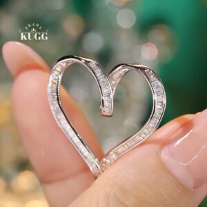 KUGG 100% 18K White Gold Necklace Luxury Heart Shape 1.0carat Real Natural Diamond Pendant Necklace for Women Wedding Jewelry