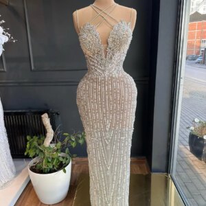 Exquisite Rhinestones Pearls Party Dresses For Woman Mermaid Prom Evening Dress Customized