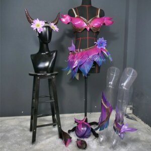 Irelia H Store the Nine-Tailed Fox LOL Elderwood Ahri Cosplay Costume for women Custom size two colors for choose